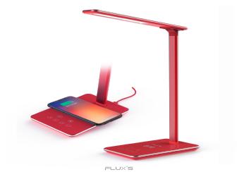 Lampara flexo indus flux´s roja con carga inalambrica - puerto usb - 4  modos con 10 niveles de brillo - temporizador