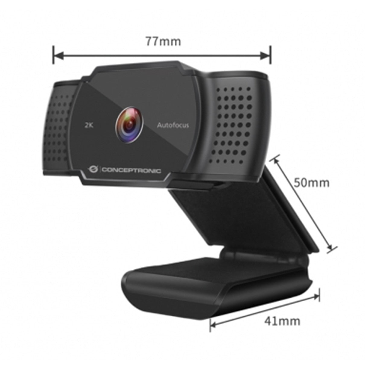 Webcam 2k conceptronic amdis02b 5mp -  usb - 3.6mm  - 30 fps - angulo vision 72º -  enfoque automatico - microfono integrado