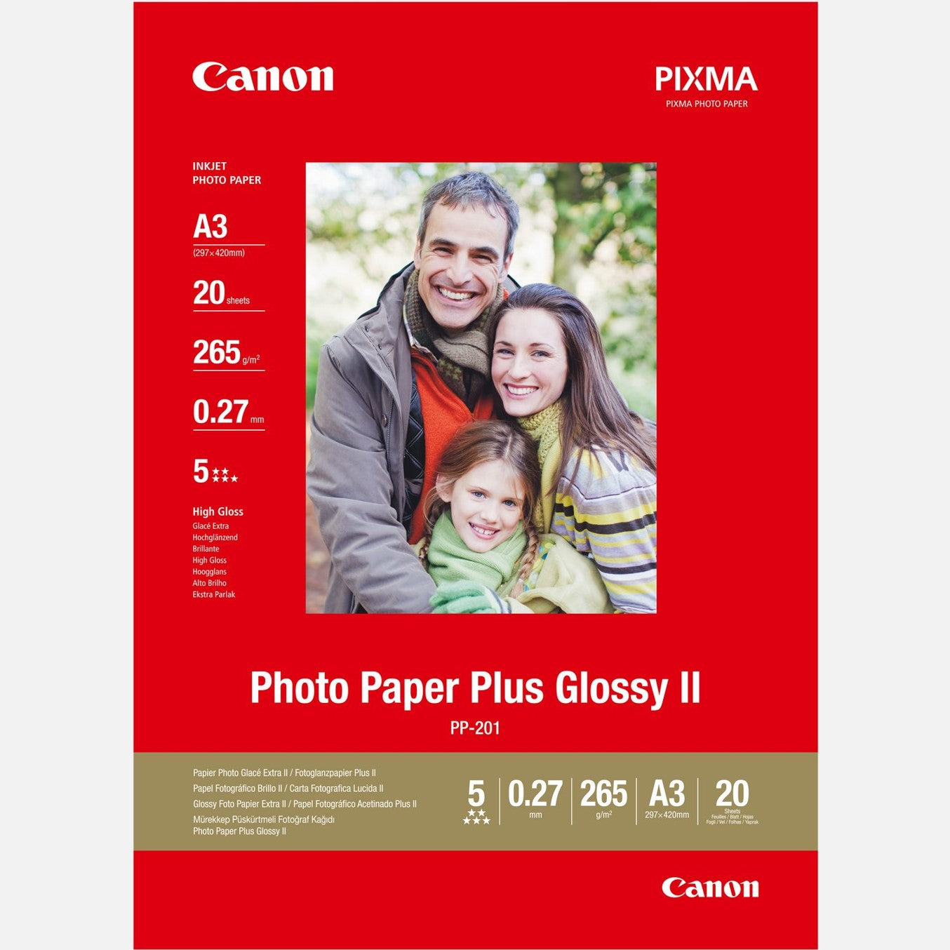 Papel fotografico canon 2311b020 brillo ii plus pp - 201 a3 -  20 hojas