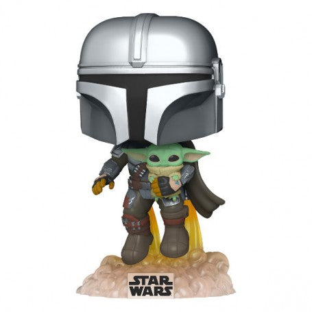 Funko pop star wars the mandalorian mandalorian volando con jet & baby yoda 50959