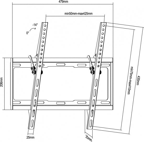 Soporte pantalla equip 32pulgadas -  55pulgadas inclinable 0º - 14º max 35 kgs vesa max. 400x400