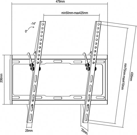 Soporte pantalla equip 32pulgadas -  55pulgadas inclinable 0º - 14º max 35 kgs vesa max. 400x400