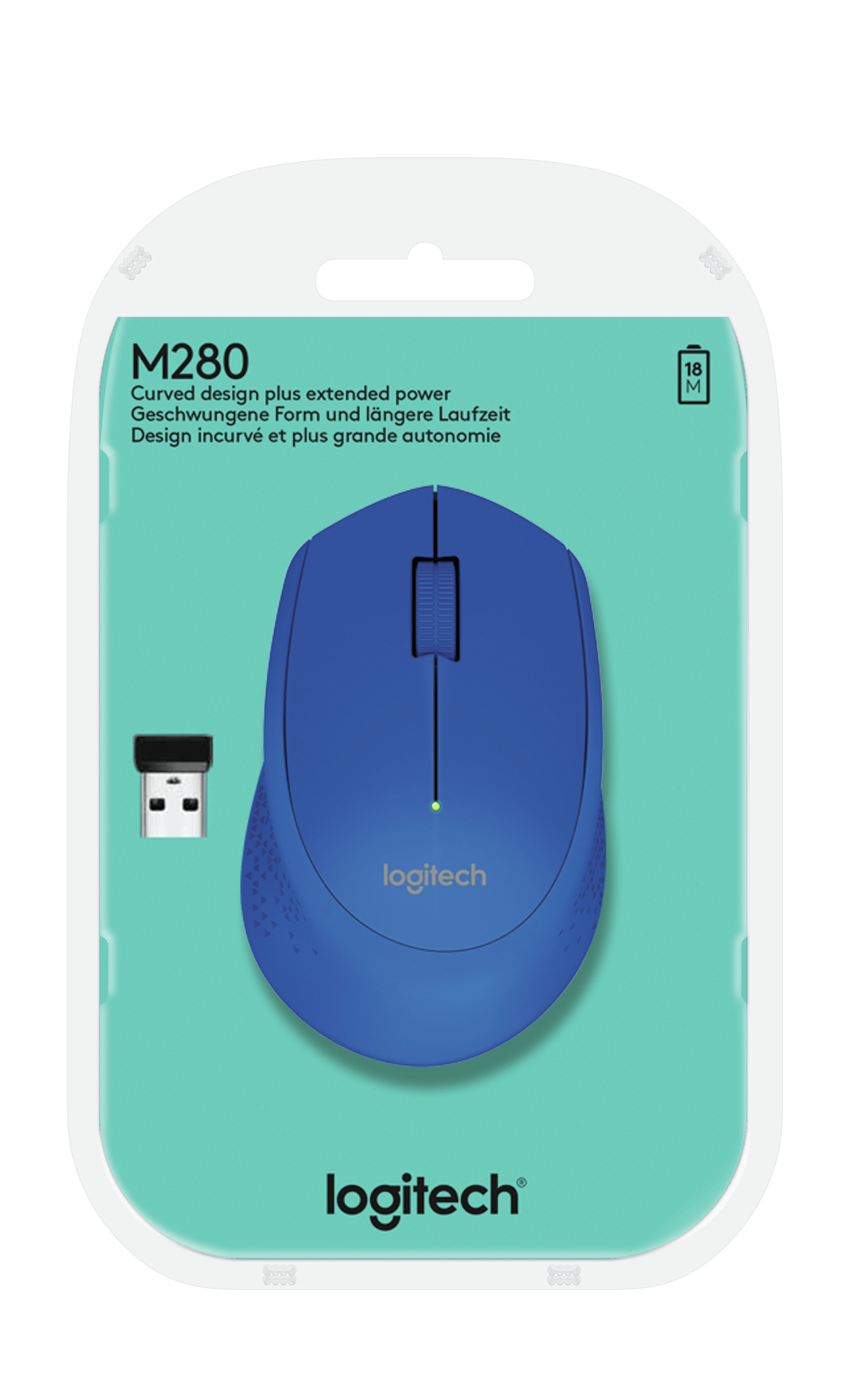 Mouse raton logitech m280 optico wireless inalambrico azul