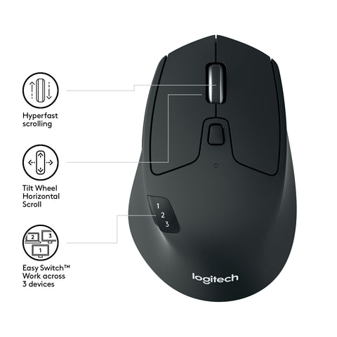 Mouse raton logitech m720 optico wireless y bluetooth inalambrico  triathlon