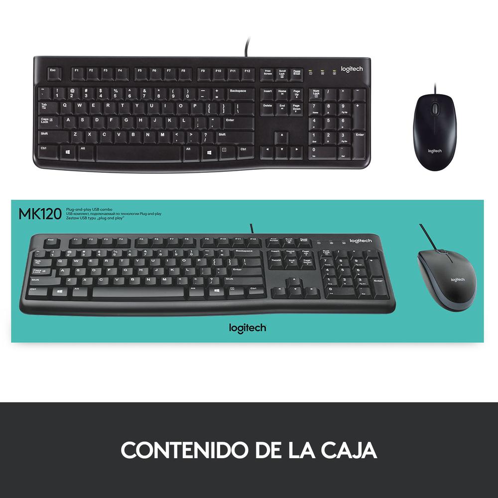 Combo teclado y raton logitech mk120 optico usb 2.0 negro