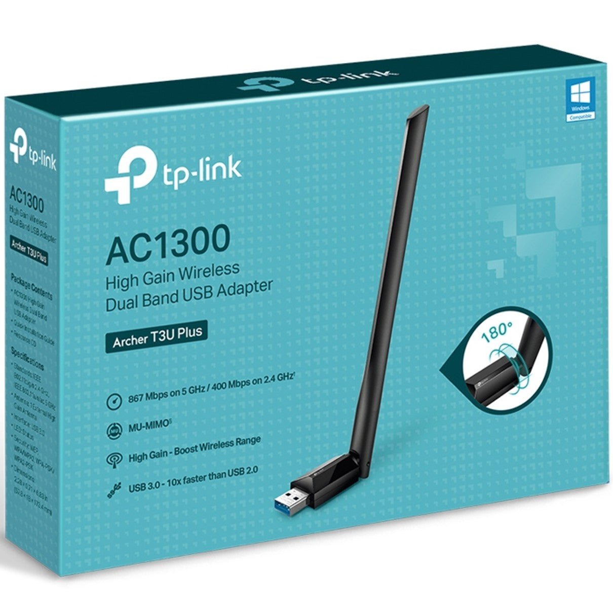 Adaptador usb 3.0 dual band ac1300 2.4 ghz y 5ghz tp - link