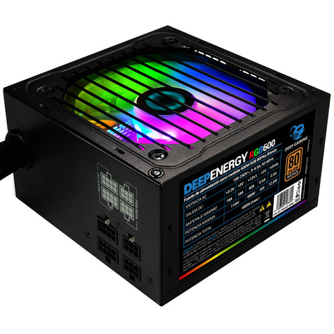 Fuente de alimentacion coolbox deep energy rgb600 - 600w 80+ bronze gaming rgb