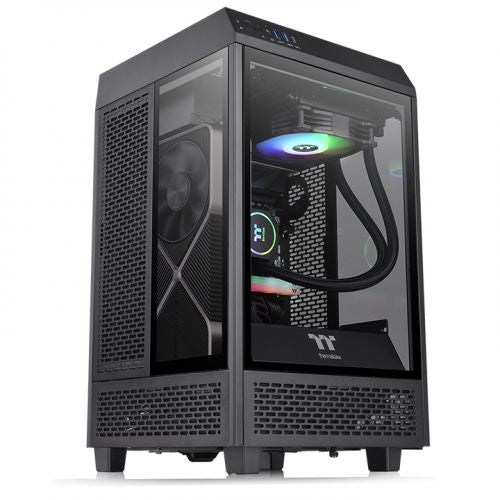 Torre m - itx thermaltake tower 100 negra - 3xcristal templado - negro