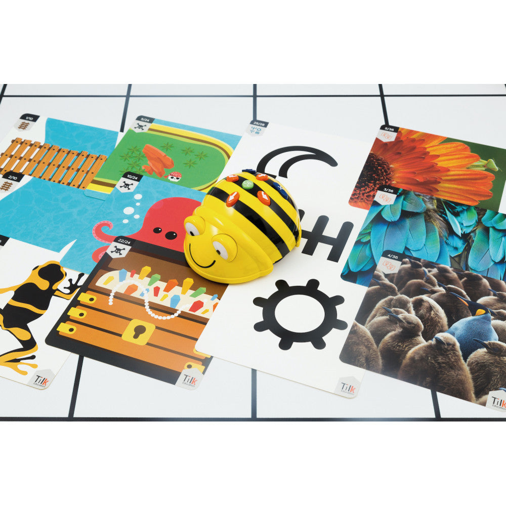 Tapete blanco bee - bot + tarjetas para tapete infantil