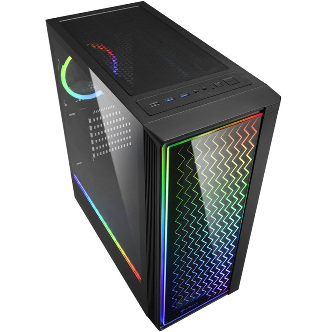 Caja sharkoon lit 200 atx 2 x usb 3.0 rgb sin fuente negro