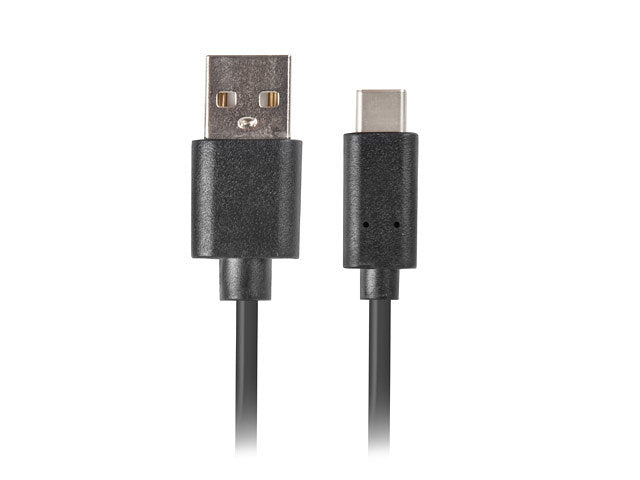 Cable usb lanberg 2.0 macho -  usb tipo c macho quick charge 3.0 1m negro