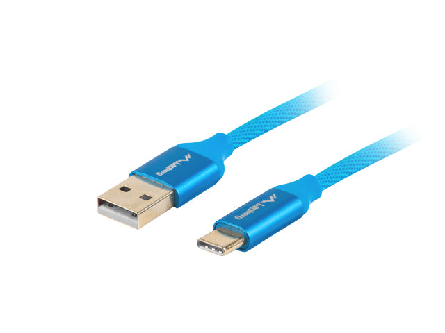 Cable usb lanberg 2.0 macho -  usb tipo c macho quick charge 3.0 1m azul