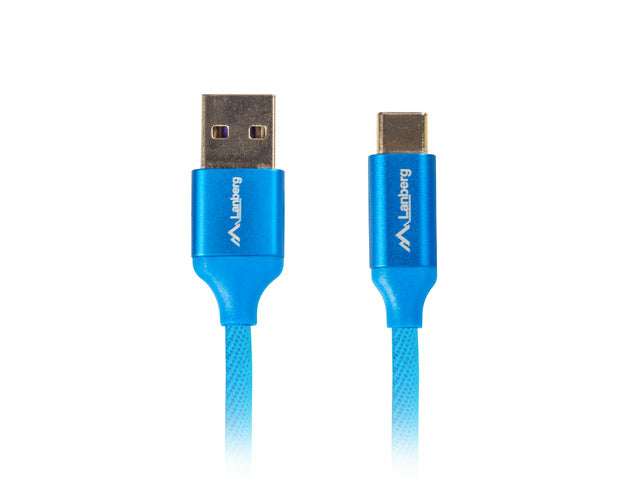 Cable usb lanberg 2.0 macho -  usb tipo c macho quick charge 3.0 1m azul