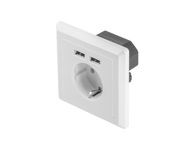 Roseta pared lanberg 230v schuko 16a 2x usb 2.1 a blanco