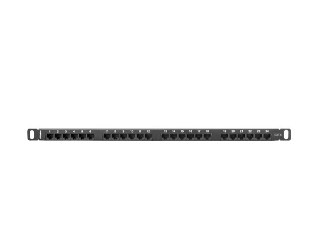 Patch panel lanberg cat.6 utp 24 puertos 0.5u rack 19 negro