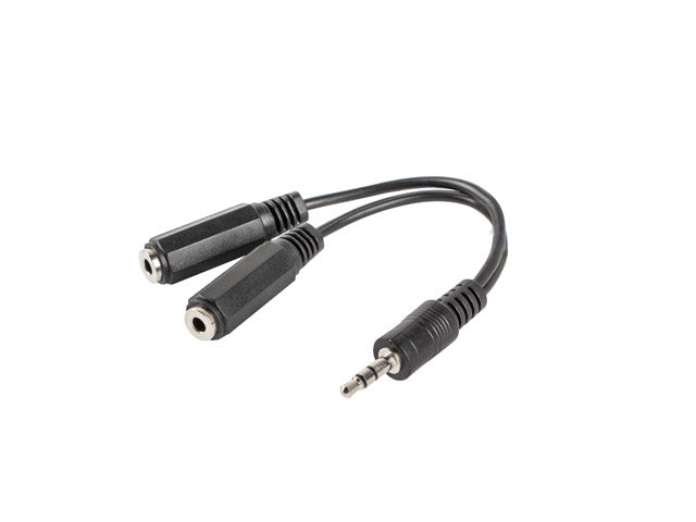 Adaptador lanberg jack stereo macho a jack stereo hembra x2 10 cm negro