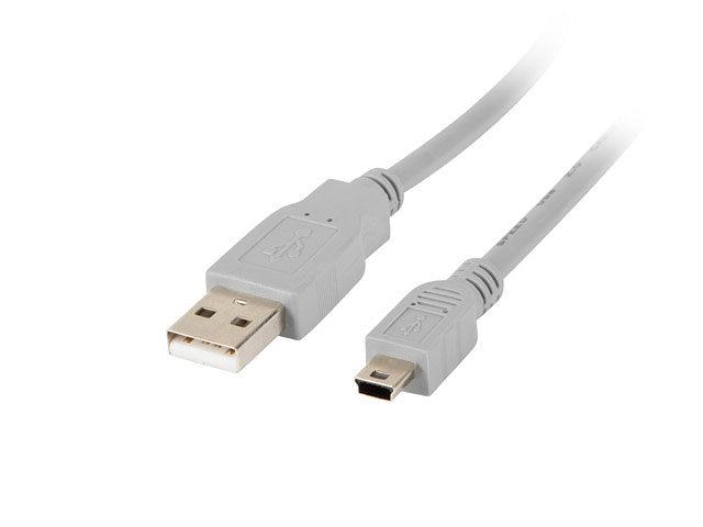 Cable usb lanberg 2.0 macho - mini usb macho 1.8m gris