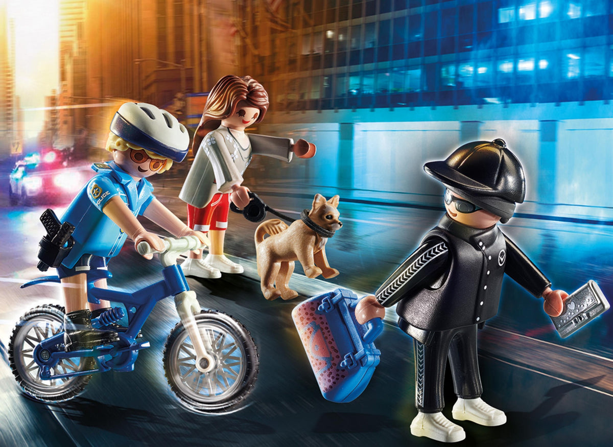 Playmobil ciudad bici policial persecucion del carterista