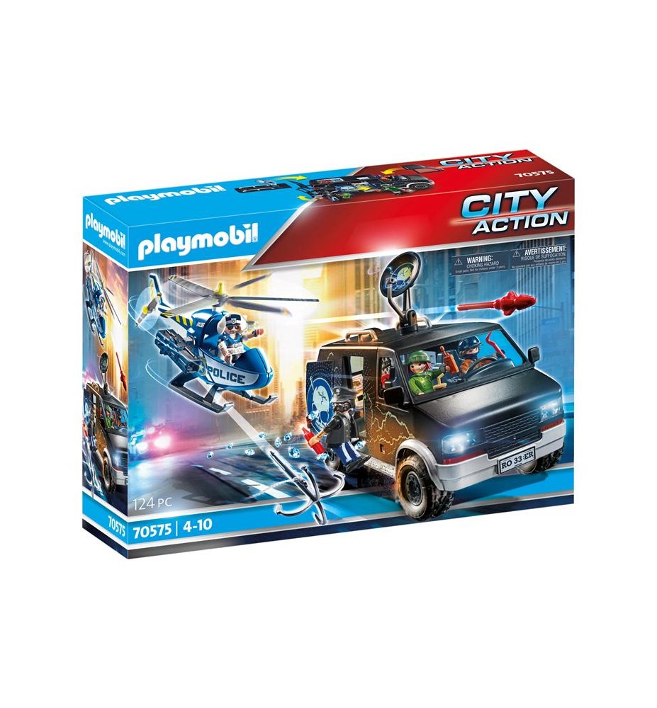 Playmobil ciudad helicoptero de policia persecucion del vehiculo huido