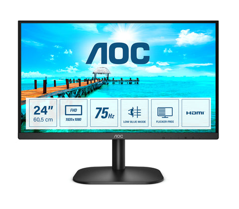 Monitor led 23.8pulgadas aoc 24b2xhm2 - vga - hdmi - 1920x1080 - 75hz - 4ms -  vesa 100x100