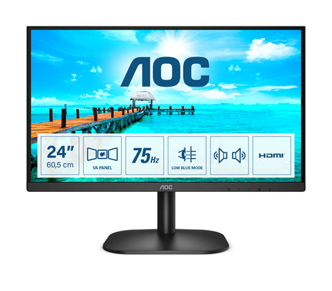 Monitor led 23.8pulgadas aoc 24b2xdam - vga - hdmi - dvi - 1920x1080 - 75hz - 4ms - vesa 100x100