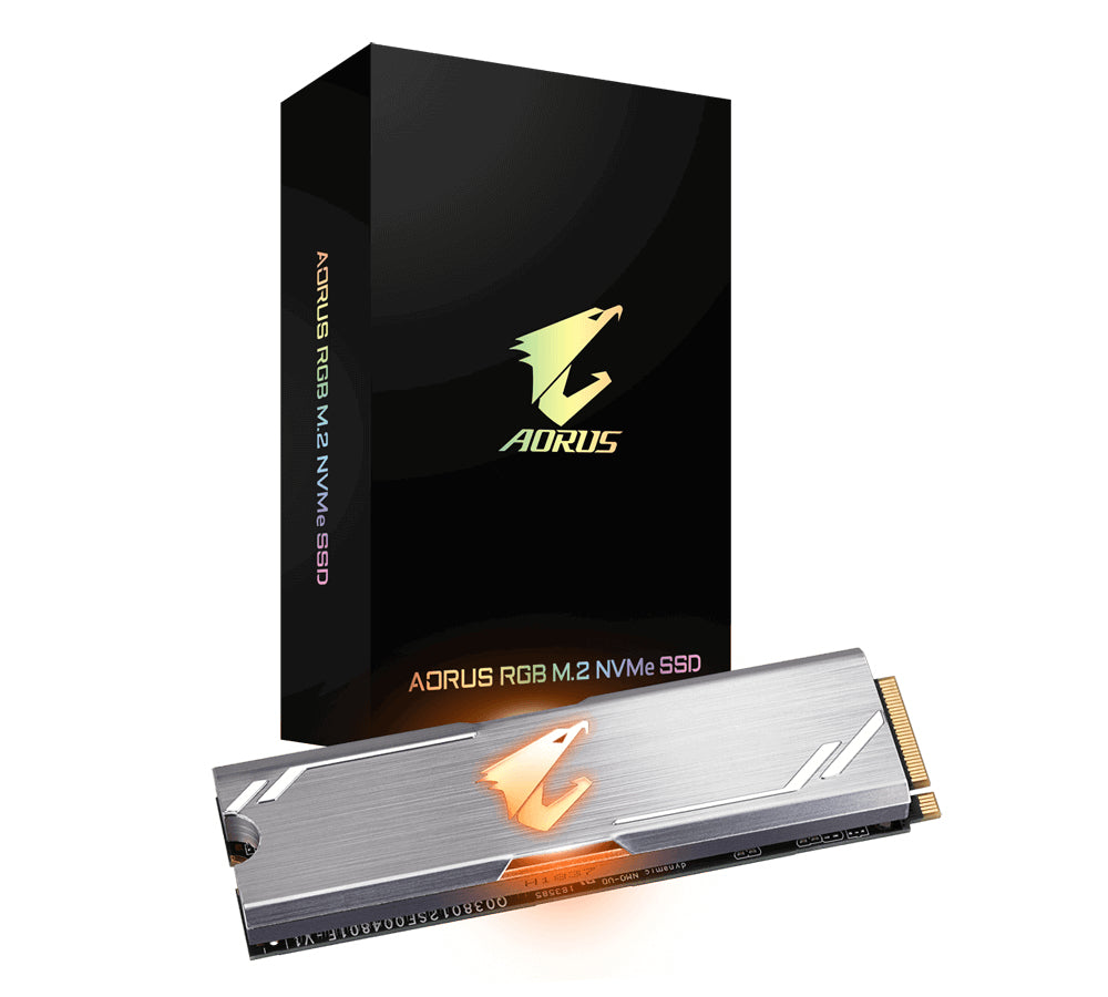 Disco duro interno solido hd m2 ssd 256gb gigabyte aorus rgb nvme 2280 lectura 3100mb - s escritura 1050mb - s gp - asm2ne2256gttdr