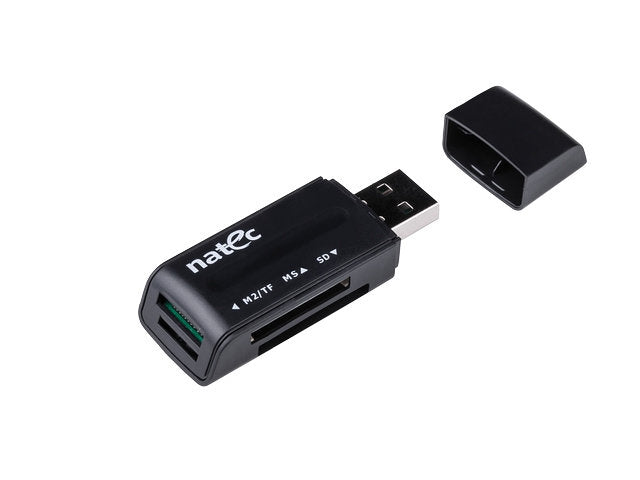 Lector de tarjetas natec mini ant 3 sdhc mmc m2 microsd usb 2.0 negro