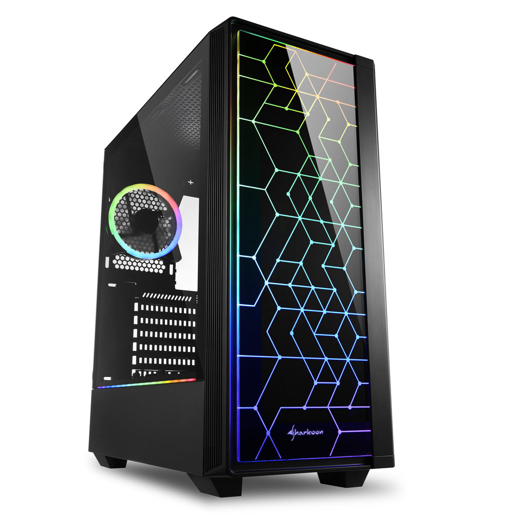 Caja sharkoon lit 100 atx 2 x usb 3.0 rgb sin fuente negro