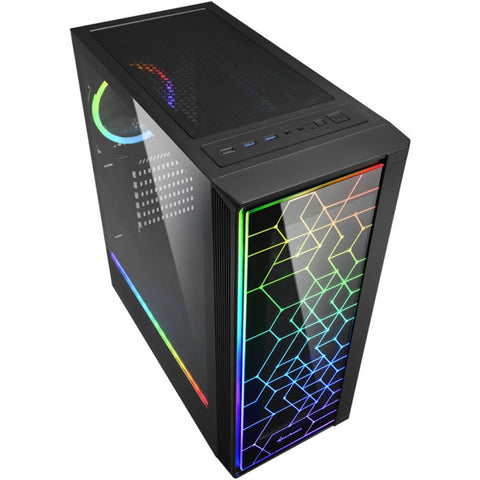 Caja sharkoon lit 100 atx 2 x usb 3.0 rgb sin fuente negro