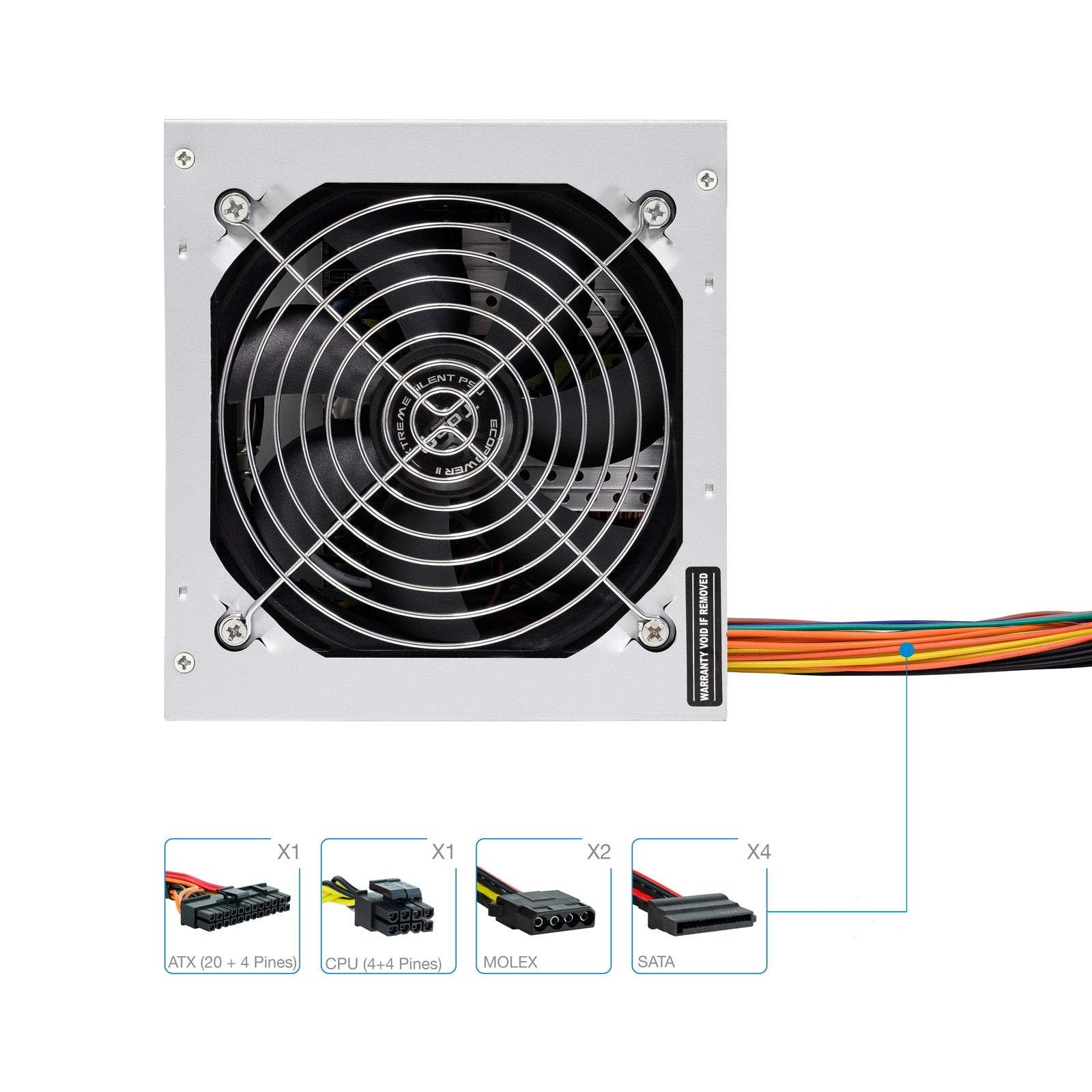 Fuente de alimentacion tooq ep - ii tqep - 500sse 500w con cable alimentacion