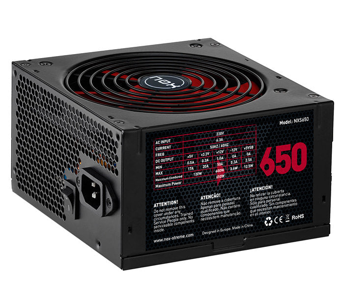 Fuente alimentacion nox nx650 gaming atx 650w negro