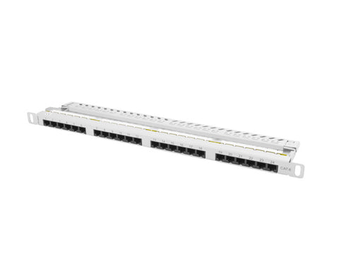 Patch panel lanberg cat.6 utp 24 puertos 0.5u rack 19 gris