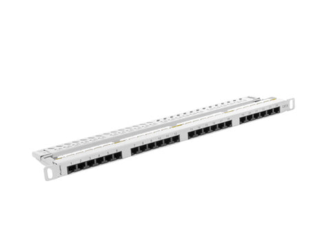 Patch panel lanberg cat.6 utp 24 puertos 0.5u rack 19 gris