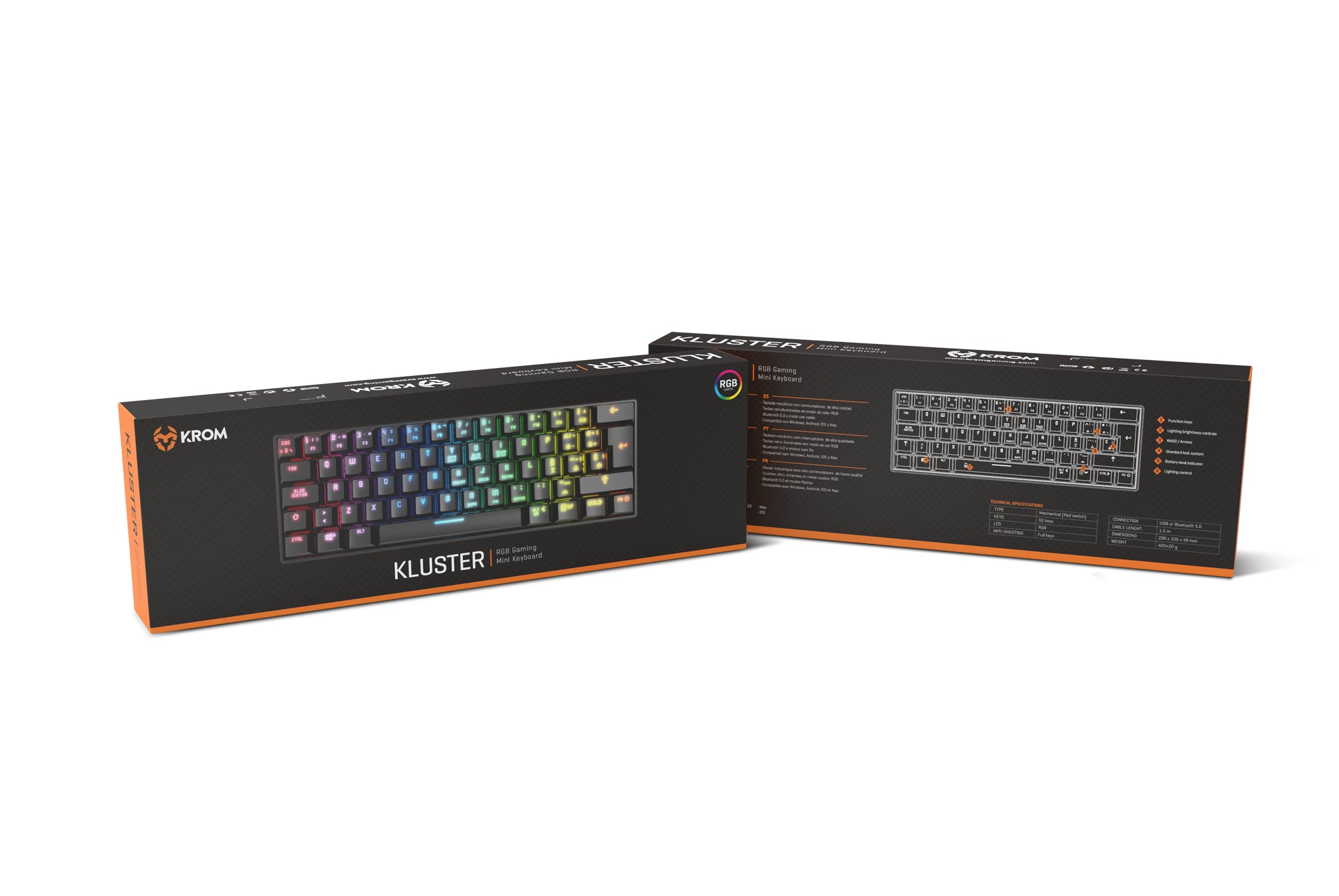 Teclado mini krom gaming kluster rgb wireless