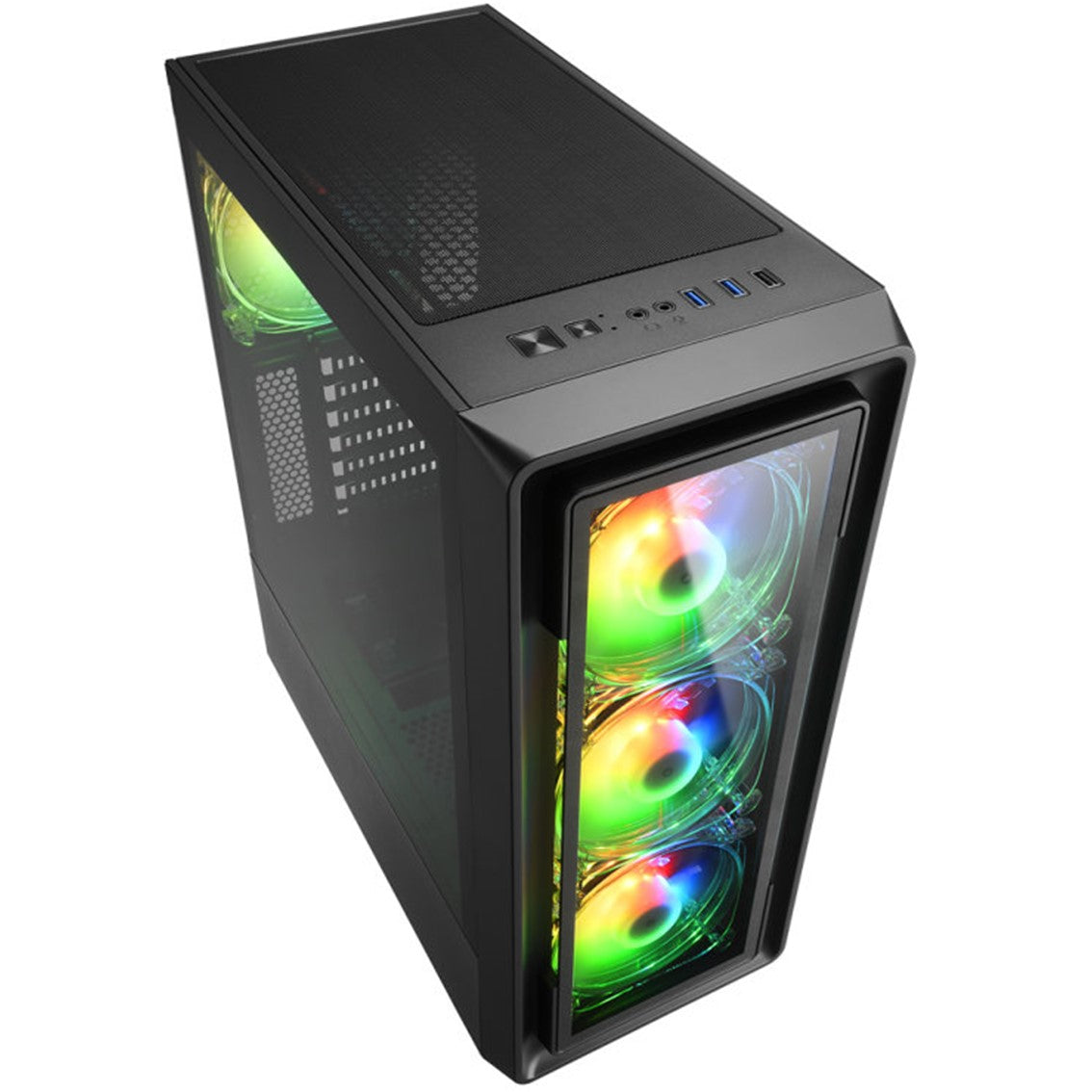 Caja sharkoon tk4 rgb atx 2xusb3.0 1xusb2.0 sin fuente negro