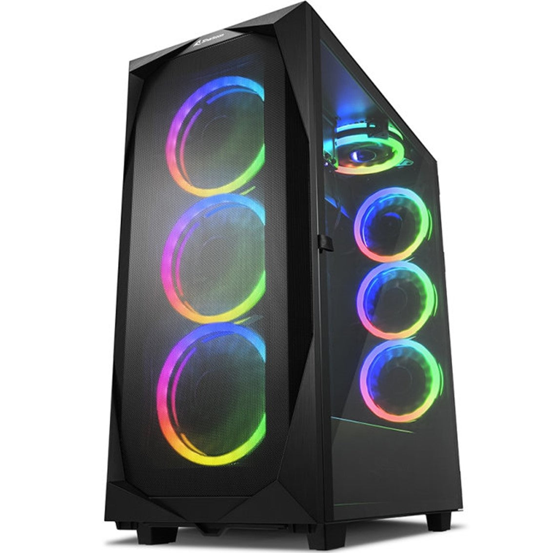 Caja atx sharkoon rev300 2xusb3.0 rgb sin fuente negro