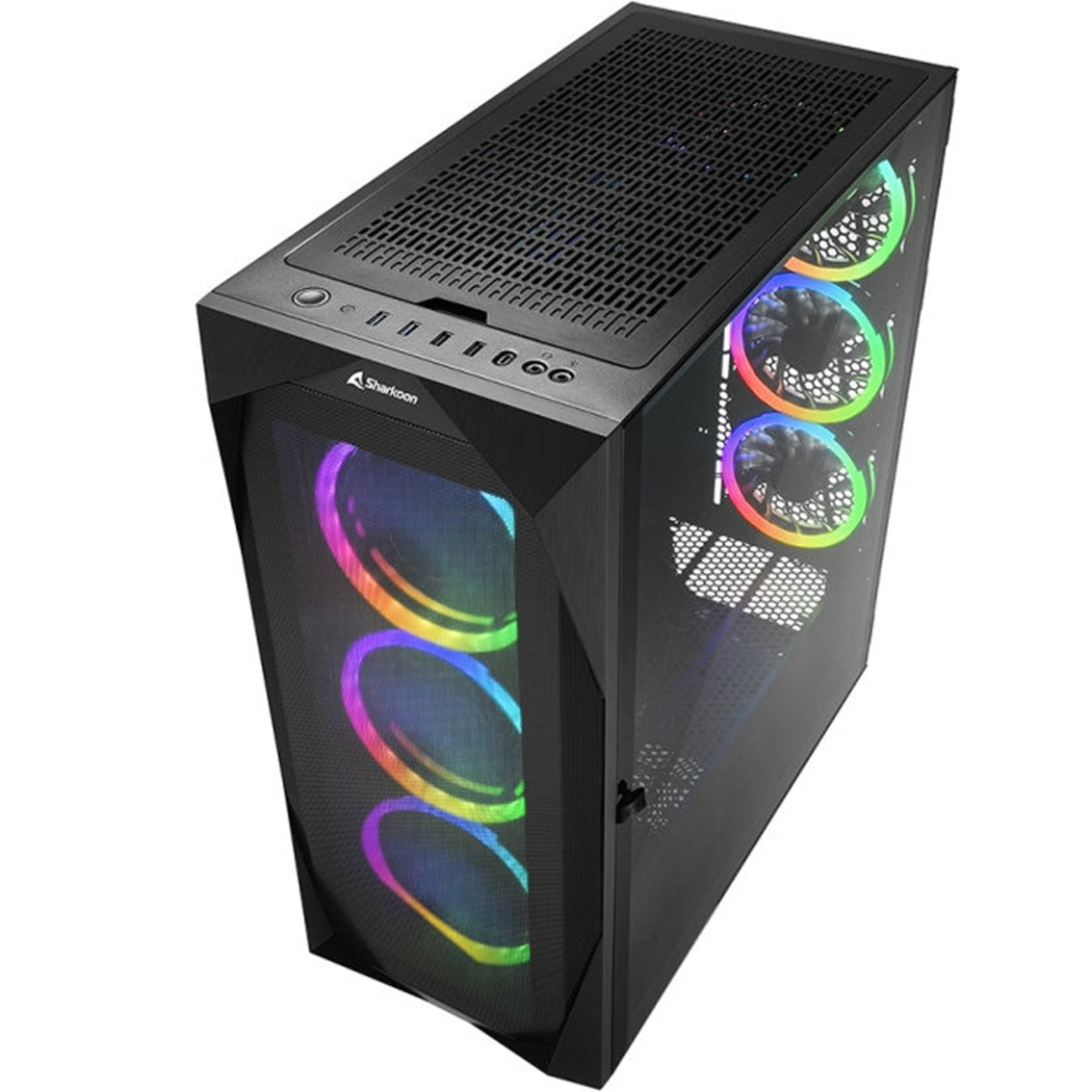 Caja atx sharkoon rev300 2xusb3.0 rgb sin fuente negro