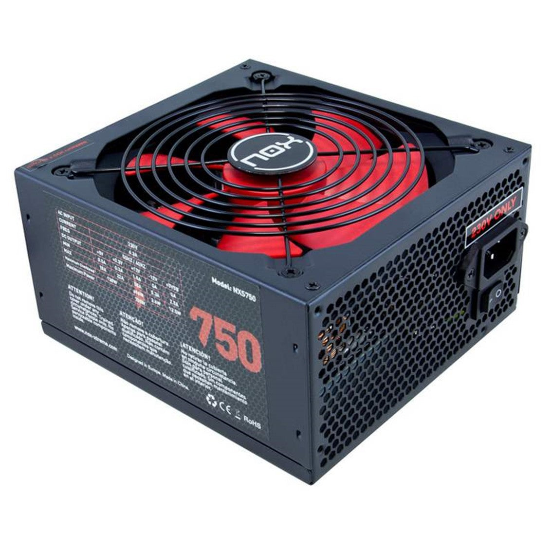 Fuente alimentacion nox nx750 gaming atx 750w negro