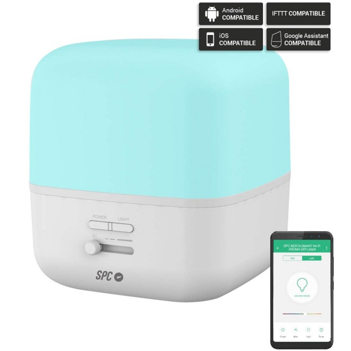 Purificador difusor de aromas intelig. spc nerta wifi -  app spc iot -  control voz -  humidifica -  aromatiza