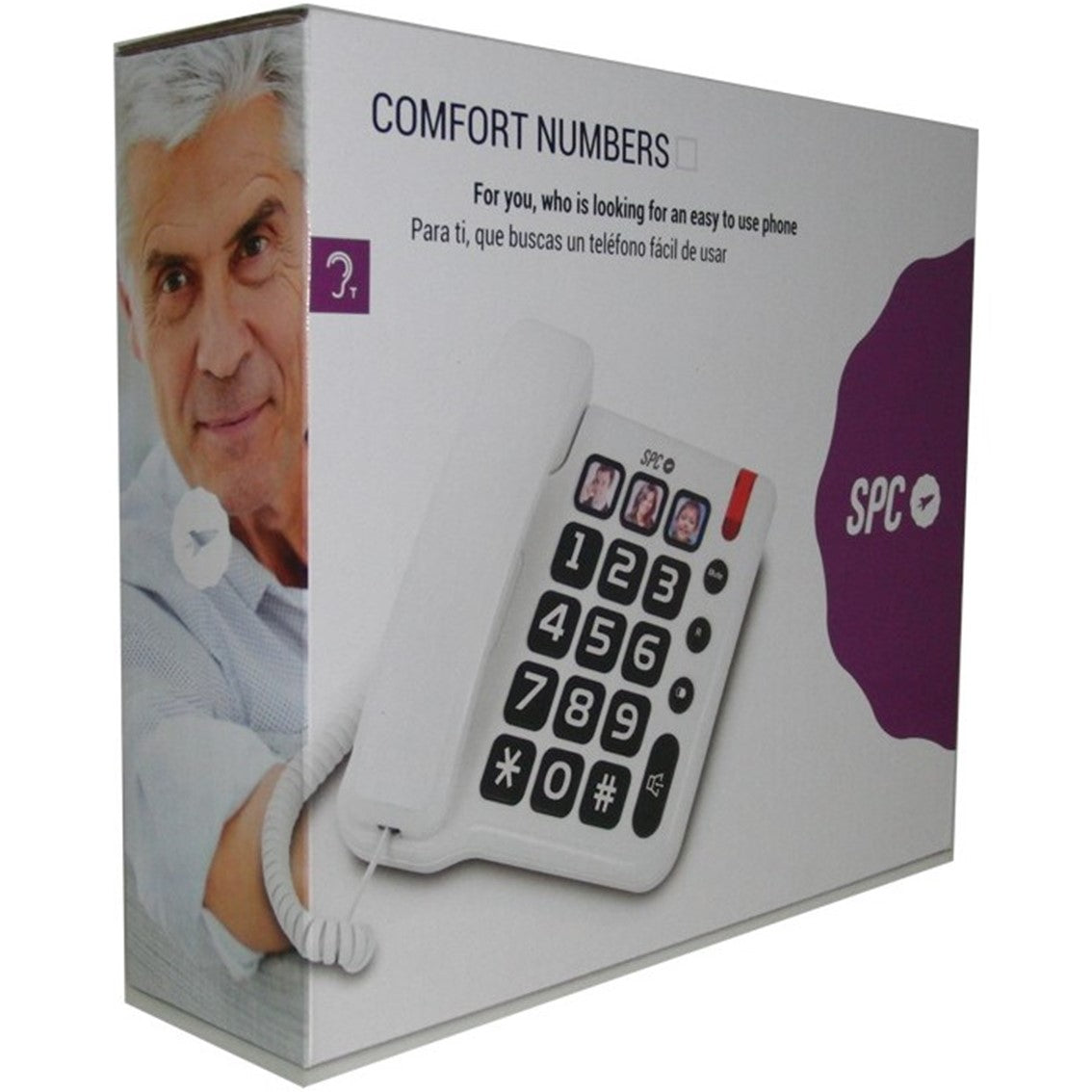 Telefono fijo spc comfort numbers blanco manos libres -  teclas grandes -  tecla r - 10 memo.indire