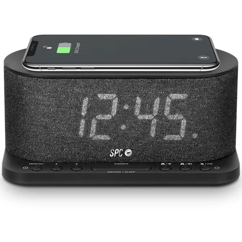 Radio despertador spc gisli negro pantalla led -  2xalarmas -  radio fm -  m.sleep -  carga wireless