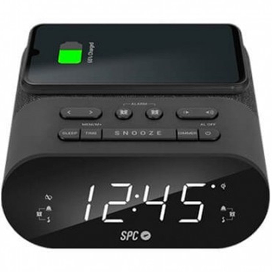 Radio despertador spc frodi qi negro pantalla led -  2xalarmas conf. -  carga inalambrica -  usb