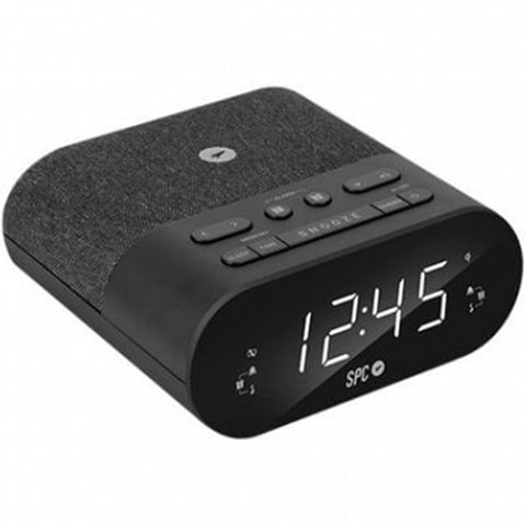 Radio despertador spc frodi qi negro pantalla led -  2xalarmas conf. -  carga inalambrica -  usb