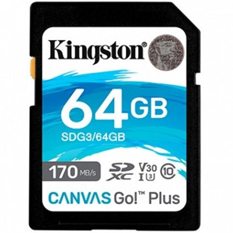 Tarjeta memoria sdxc 64gb kingston canvas go uhs - i cl10 r: 170mb - s  w:90mb - s