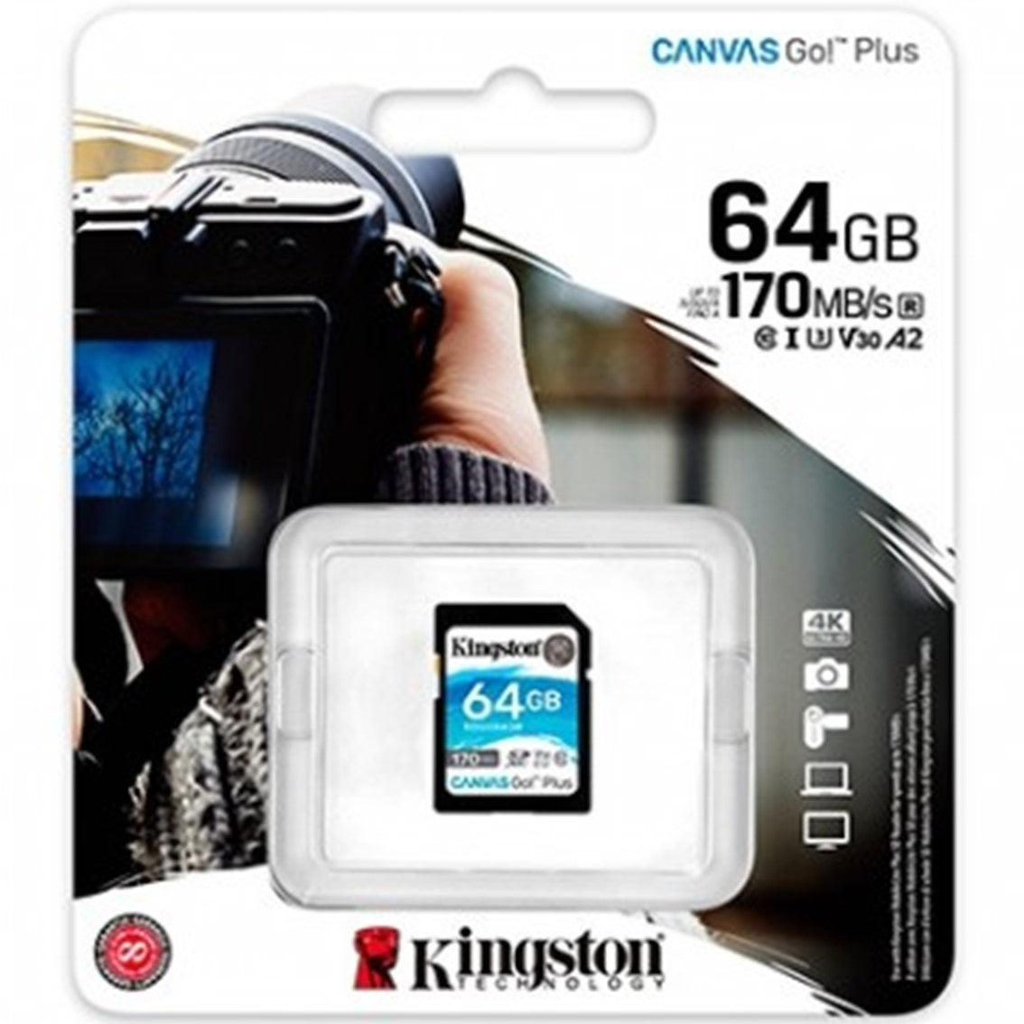 Tarjeta memoria sdxc 64gb kingston canvas go uhs - i cl10 r: 170mb - s  w:90mb - s