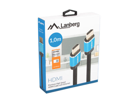 Cable hdmi lanberg m - m v2.0 premium certificate 1m negro