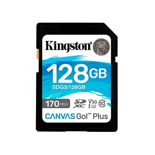 Tarjeta memoria sdxc 128gb kingston canvas go uhs - i cl10 r: 170mb - s  w:90mb - s