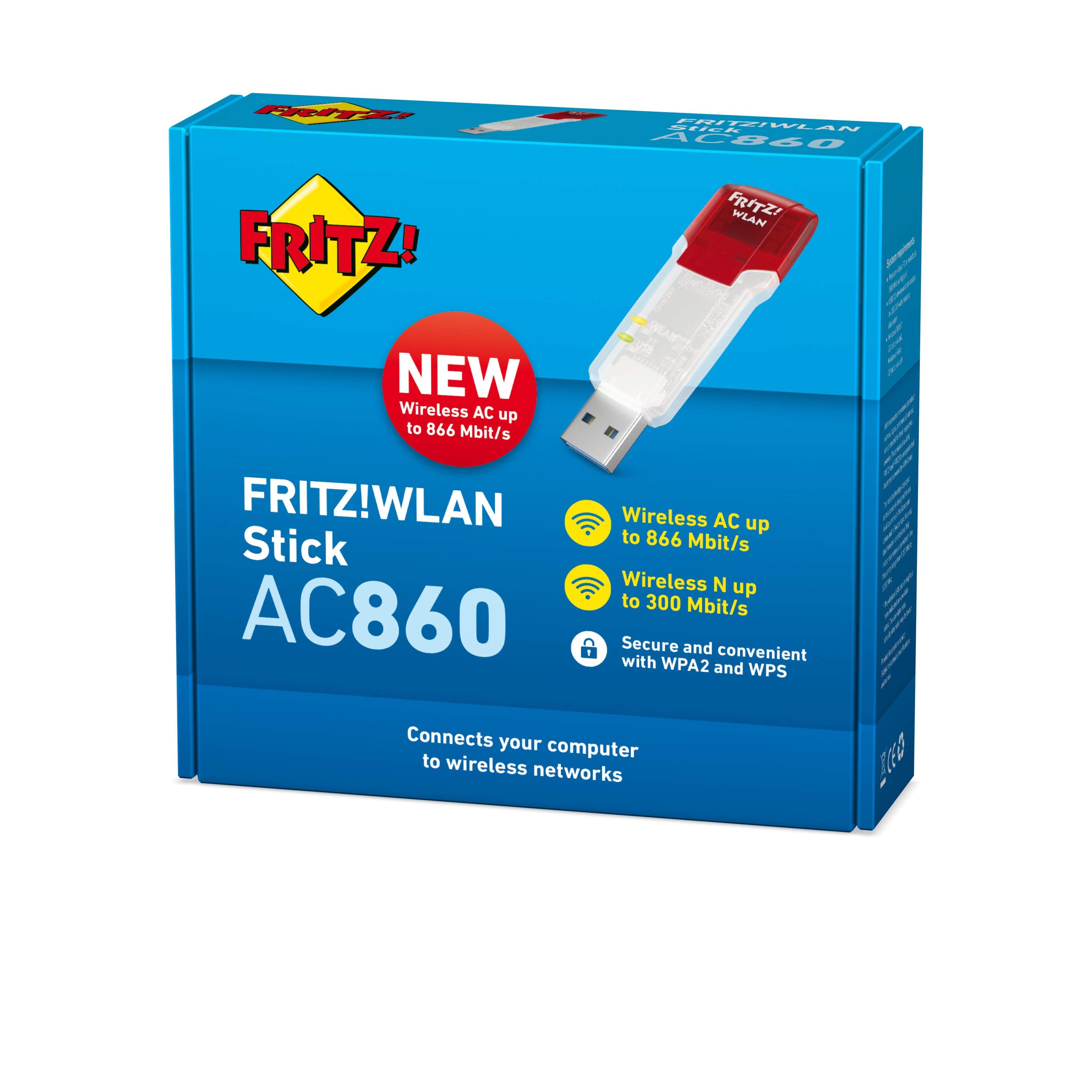Adaptador usb wifi fritz!wlan wireless lan usb stick ac 860
