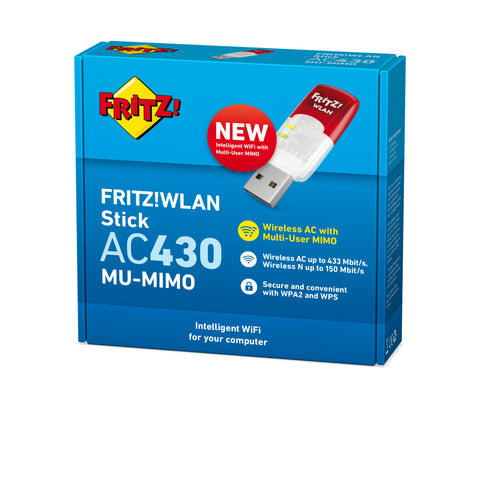 Adaptador usb wifi fritz!wlan stick ac 430