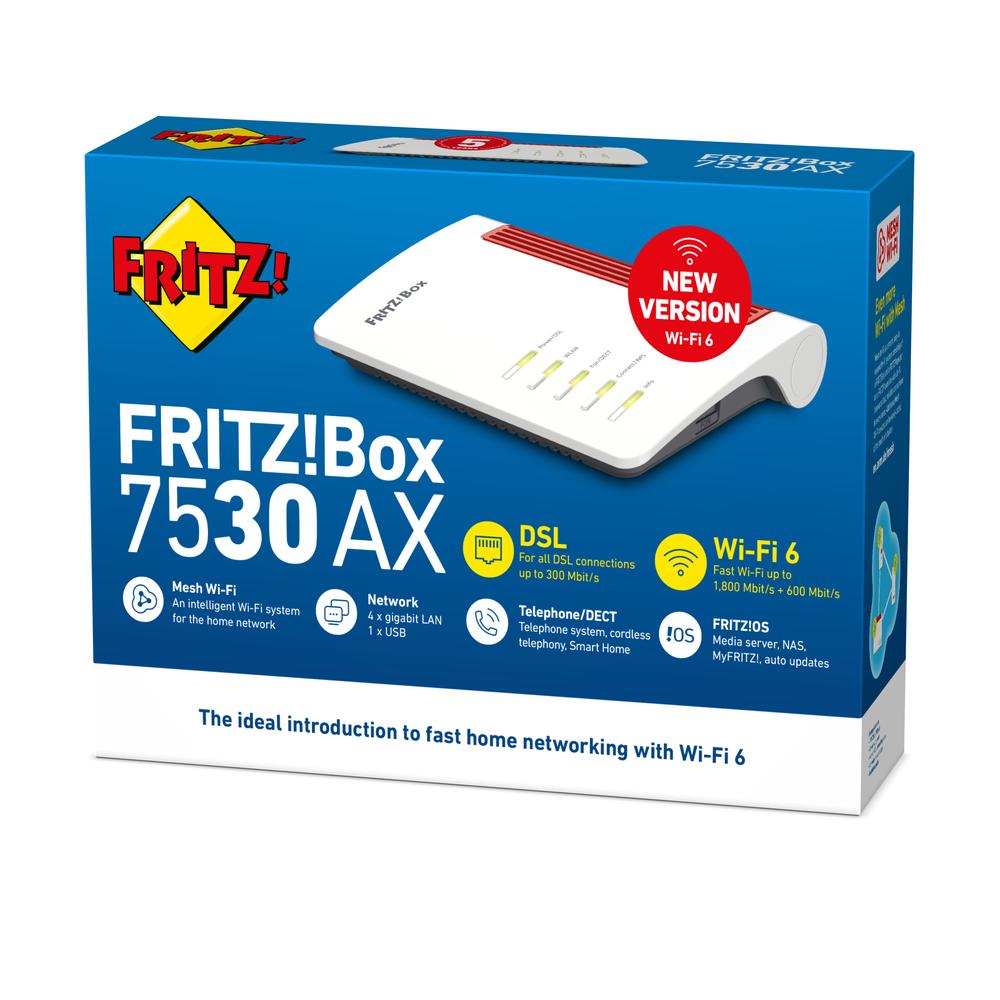 Router wifi 6 fritz! box 7530 ax  - 4x gigabit - centralita dect - usb - mesh